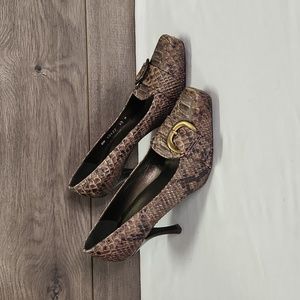 Stuart Weitzman Brown Snakeskin Heels